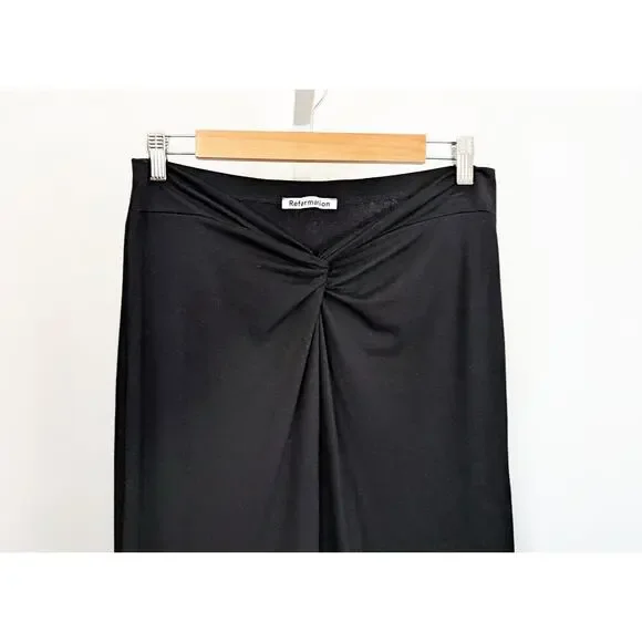 Reformation Top Skirt Set Black Rylan Two Piece Knit Twist Front Misses Size L - Picture 3 of 11